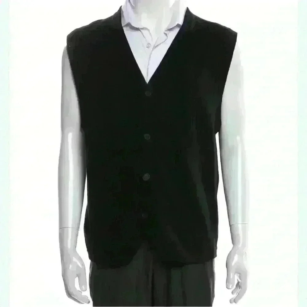 Thom Sweeney Wool Button Black Vest Size Large - Picture 3 of 3